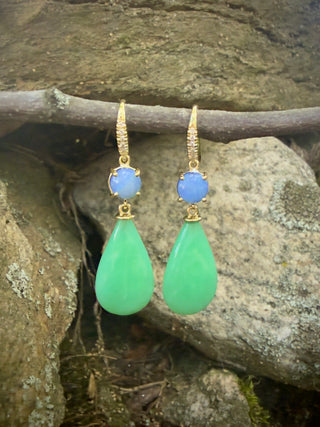 Boulder Opal & Chrysoprase Briolette Joyce Earrings