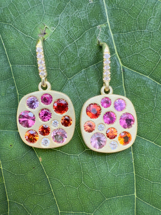 Orange and Pink Sapphire Giselle Earrings