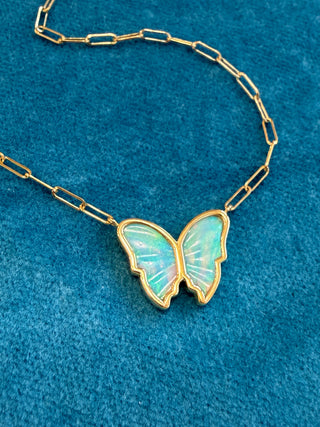 Carved Butter Opal Bea Necklace