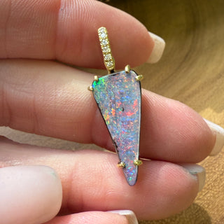 Triangular Shaped Boulder Opal Starlet Pendant