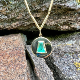 Trapezoid Shaped Emerald Frame Necklace