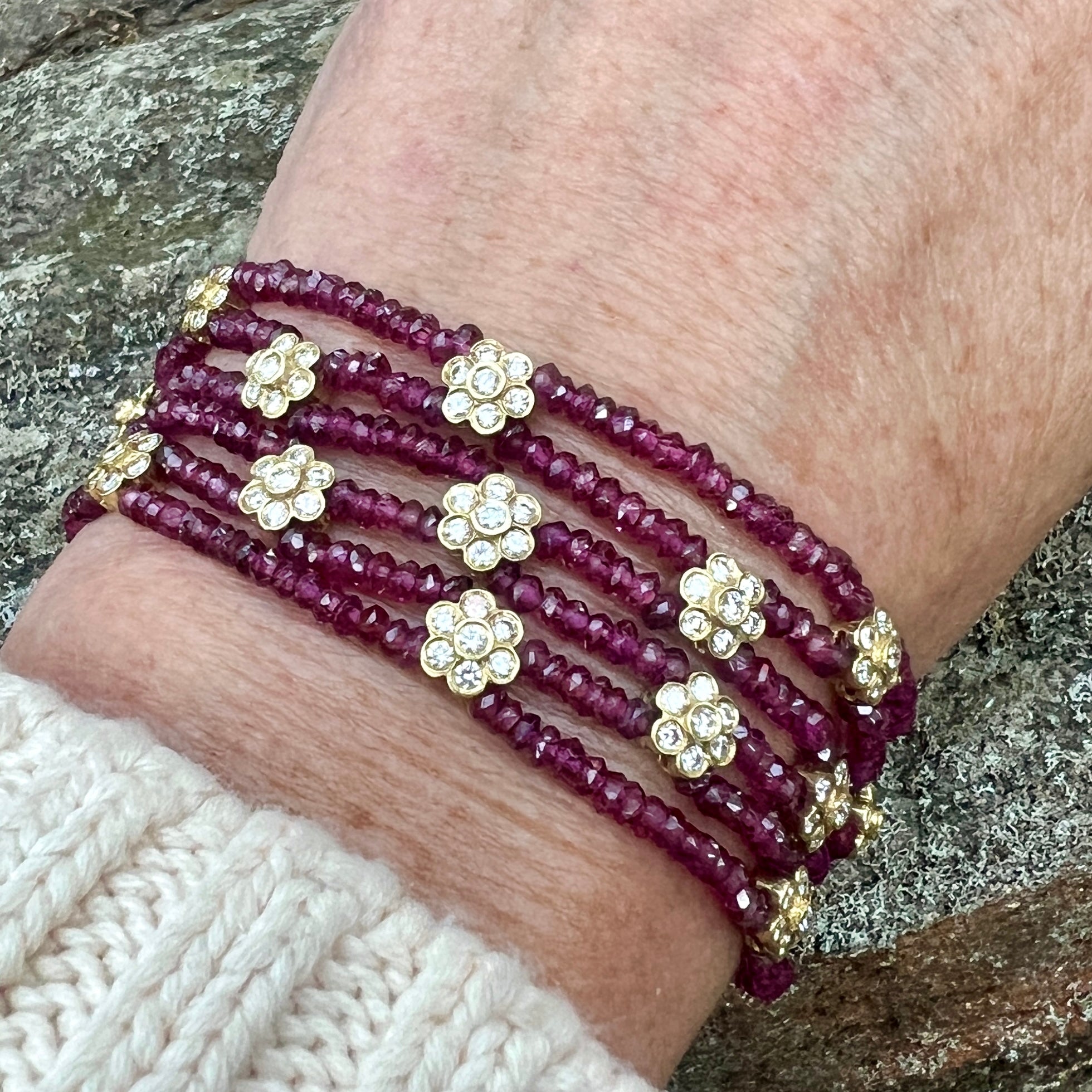 Beaded Flower Bracelet | Daisy Chain Macrame Whimsical Fun Summer |  onehousebeads