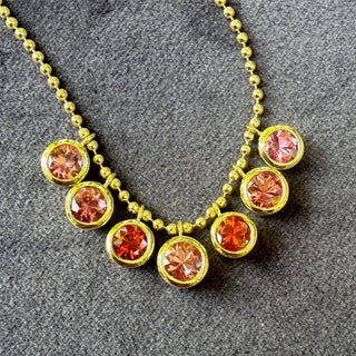 Orange and Pink Sapphire Bali Necklace