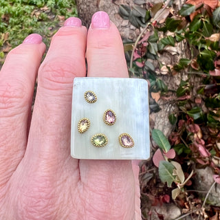 Square Harper Horn Ring with Sapphires