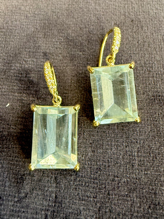 Rectangular Mirror Cut Aquamarine Joyce Earrings