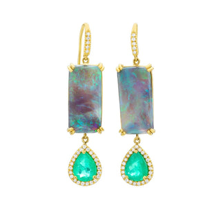 Black Opal and Emerald Gemma Earrings