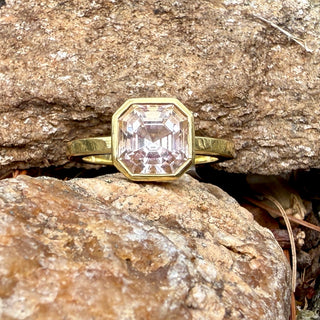 Asscher Cut Morganite Luna Ring