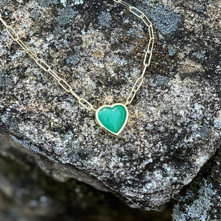 Heart Shaped Chrysoprase Bea Necklace