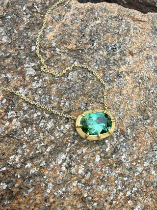 Oval Green Tourmaline Griffen Necklace