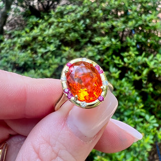 Fire Opal and Pink Sapphire Sprinkle Ring