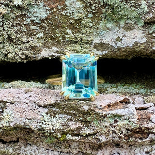 Emerald Cut Aquamarine Olivia Ring