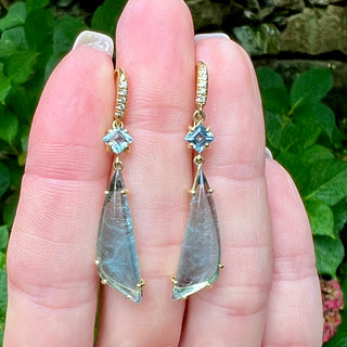 Aquamarine and Blue tourmaline Two Stone Joyce Earrings