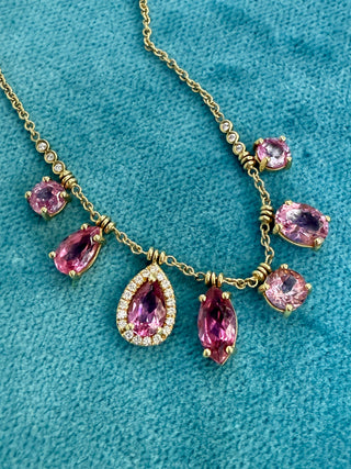 Pink Tourmaline Fringe Necklace
