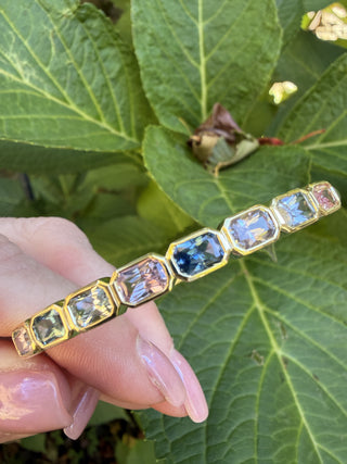 Emerald Cut Multicolor Sapphire Carnival Bangle