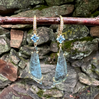 Aquamarine and Blue tourmaline Two Stone Joyce Earrings