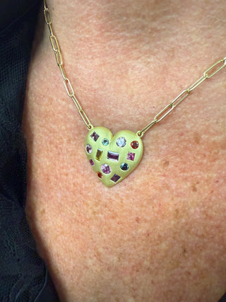 Mutlicolor Saapphire Remi Heart Necklace