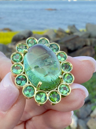 Cabochon Green Tourmaline Blossom Ring