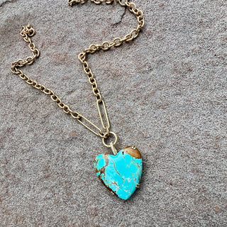 Heart Shaped Matrix Turquoise Starlet Pendant