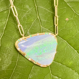 Lightning Ridge Opal and Emerald Sprinkle Necklace