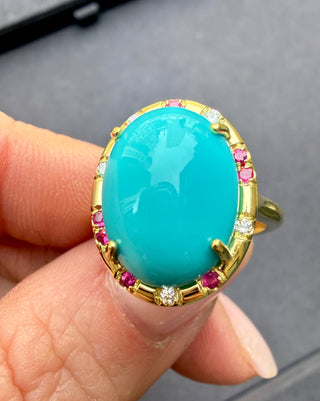 Sleeping Beauty and Turquoise and Ruby Sprinkle Ring
