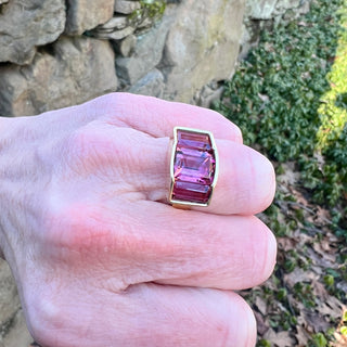 Pink Tourmaline Triad Ring