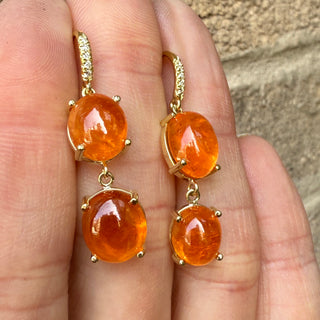 Cabochon Spessartite Garnet Hi Lo Joyce Earrings