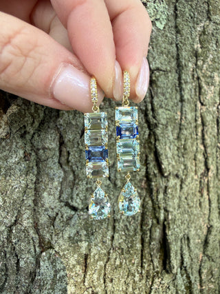 Aquamarine & Blue Sapphire Joyce Earrings