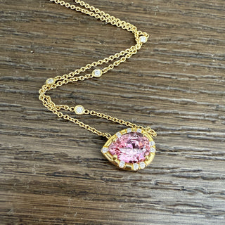 Pear Shape Pink Tourmaline Sprinkle Necklace