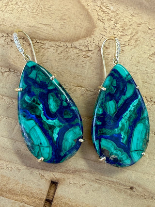 Pear Shaped Azurite Malachite Joyce Earrings