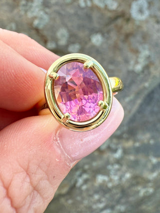 Oval Pink Tourmaline Kindle Ring