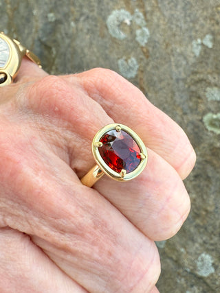 Cushion Cut Spessartite Garnet Kindle Ring