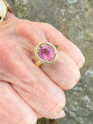 Oval Pink Tourmaline Kindle Ring