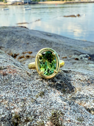 Oval Green Tourmaline Kindle Ring