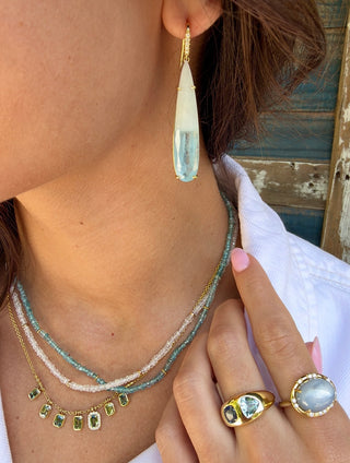 Emerald Cut Montana Sapphire Fringe Necklace