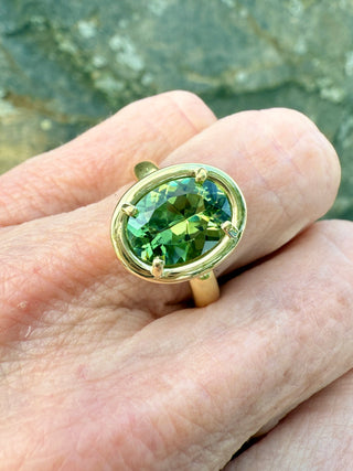 Oval Green Tourmaline Kindle Ring