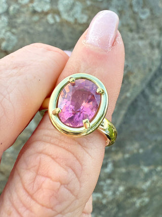 Oval Pink Tourmaline Kindle Ring