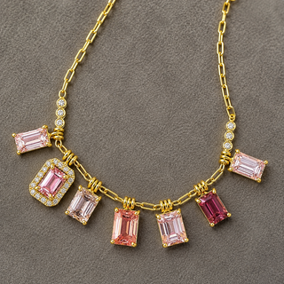 Emerald Cut Spinel Fringe Necklace