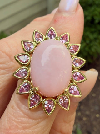 Pink Opal and Pink Sapphire Blossom Ring