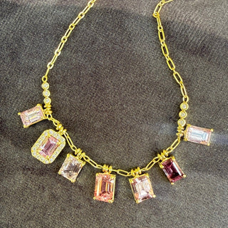 Emerald Cut Spinel Fringe Necklace