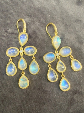 Rainbow Moonstone Carly Chandelier Earrings