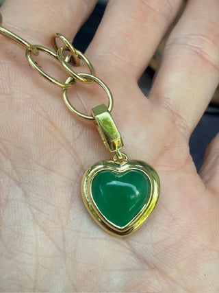 Heart Shape Cabochon Emerald Revival Pendant
