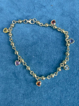 Heart Shape Multicolor Sapphire Festoon Bracelet