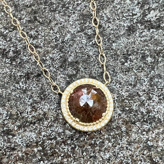 Round Rustic Champagne Diamond Isabella Necklace