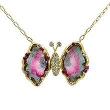 Bicolored Tourmaline Carved Butterfly and Pink Sapphire Sapphire Sprinkle Necklace