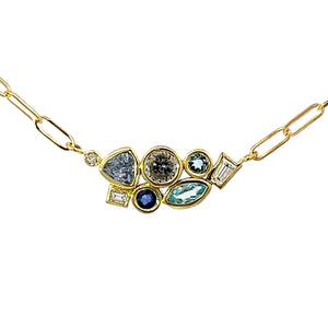 Aquamarine, Spinel and Sapphire Bubble Bea Necklace
