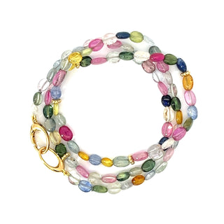 Multicolored Oval Sapphire Bali Beaded Necklace