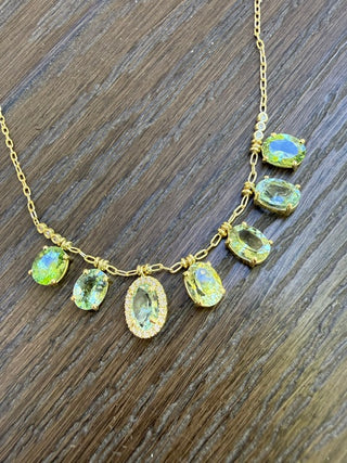 Oval Green Tourmaline Fringe Necklace