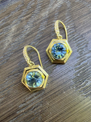Round Aquamarine Revival Earrings