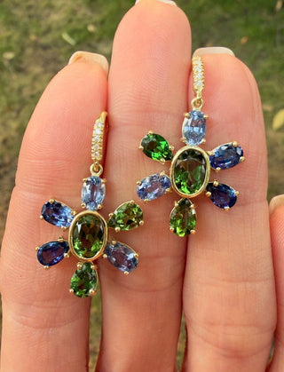 Blue Sapphire and Tsavorite Paloma Earrings
