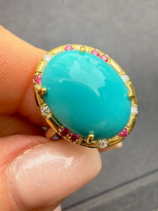 Sleeping Beauty and Turquoise and Ruby Sprinkle Ring